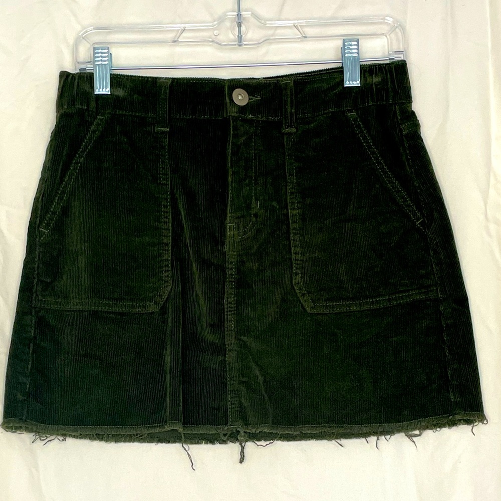 GREEN CORDUROY MINI SKIRT